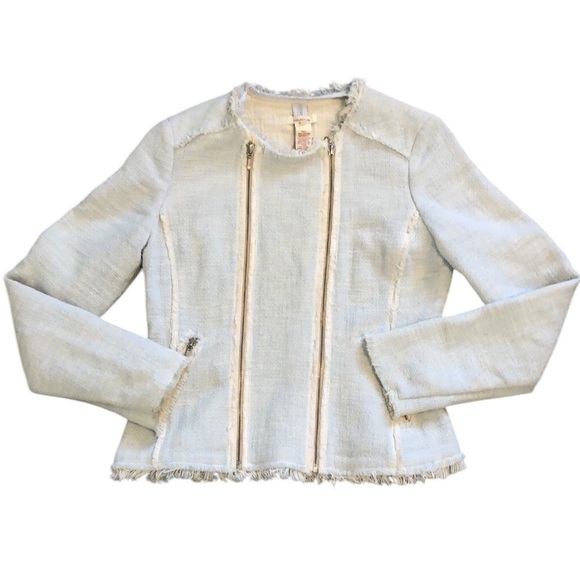 Sundance Womens Blazer Jacket Sz 10 Blue Fringe Tweed Western Boho Cottagecore - Picture 1 of 8